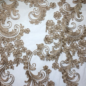 Black Floral Beaded Lace fabric