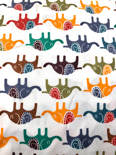 Lucky Elephants Printed Cotton Fabric