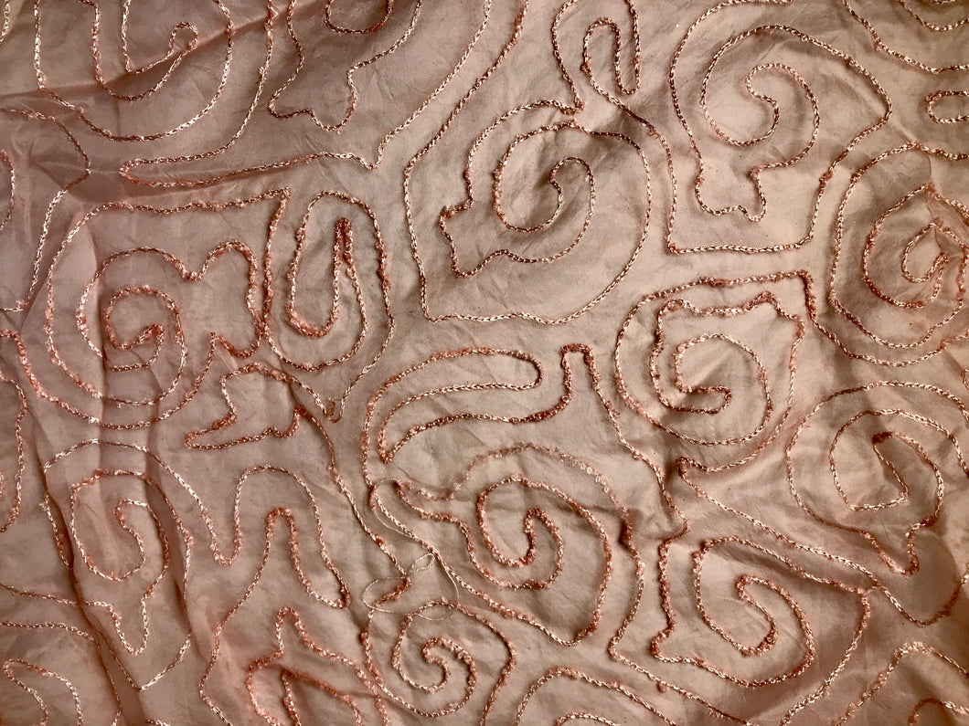 Rose Pink Embroidered Silk Organza