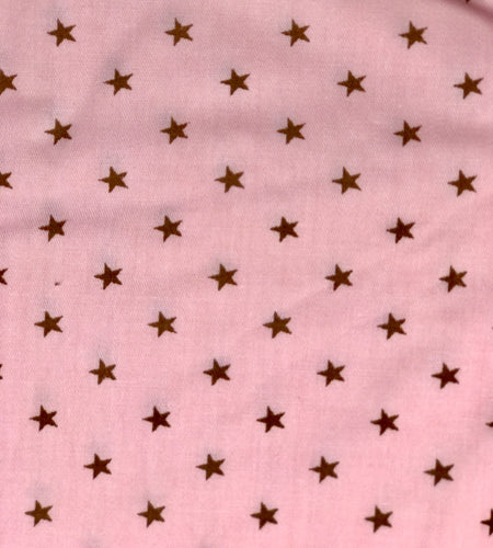 Stars on Pink Printed Cotton Fabric