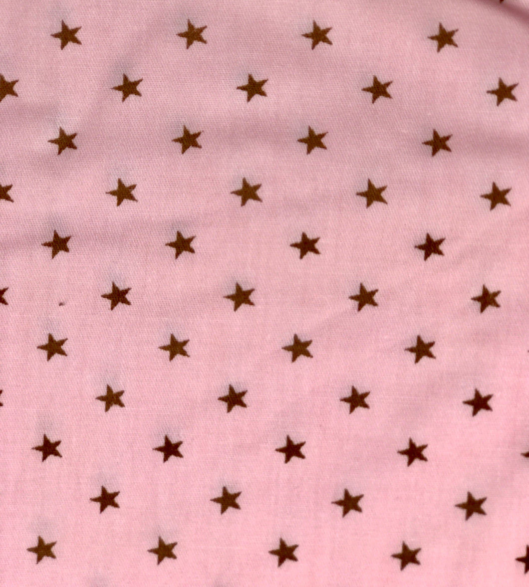 Stars on Pink Printed Cotton Fabric