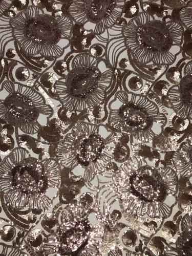 Taupe Matte&Shine Embroidered Sequin On net
