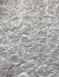 Off-white Sequined Rosette Fabric