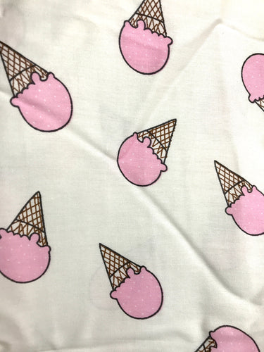 Pink Icecream Cones Printed Cotton Fabric