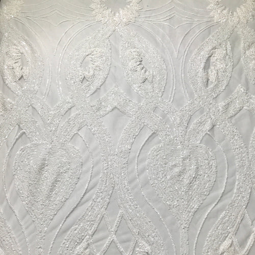 White Bridal Pattern Sequin