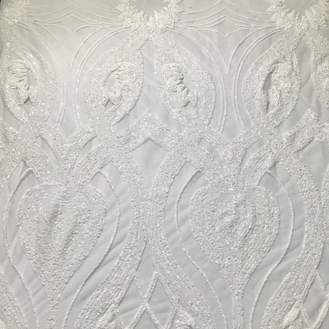 White Bridal Pattern Sequin