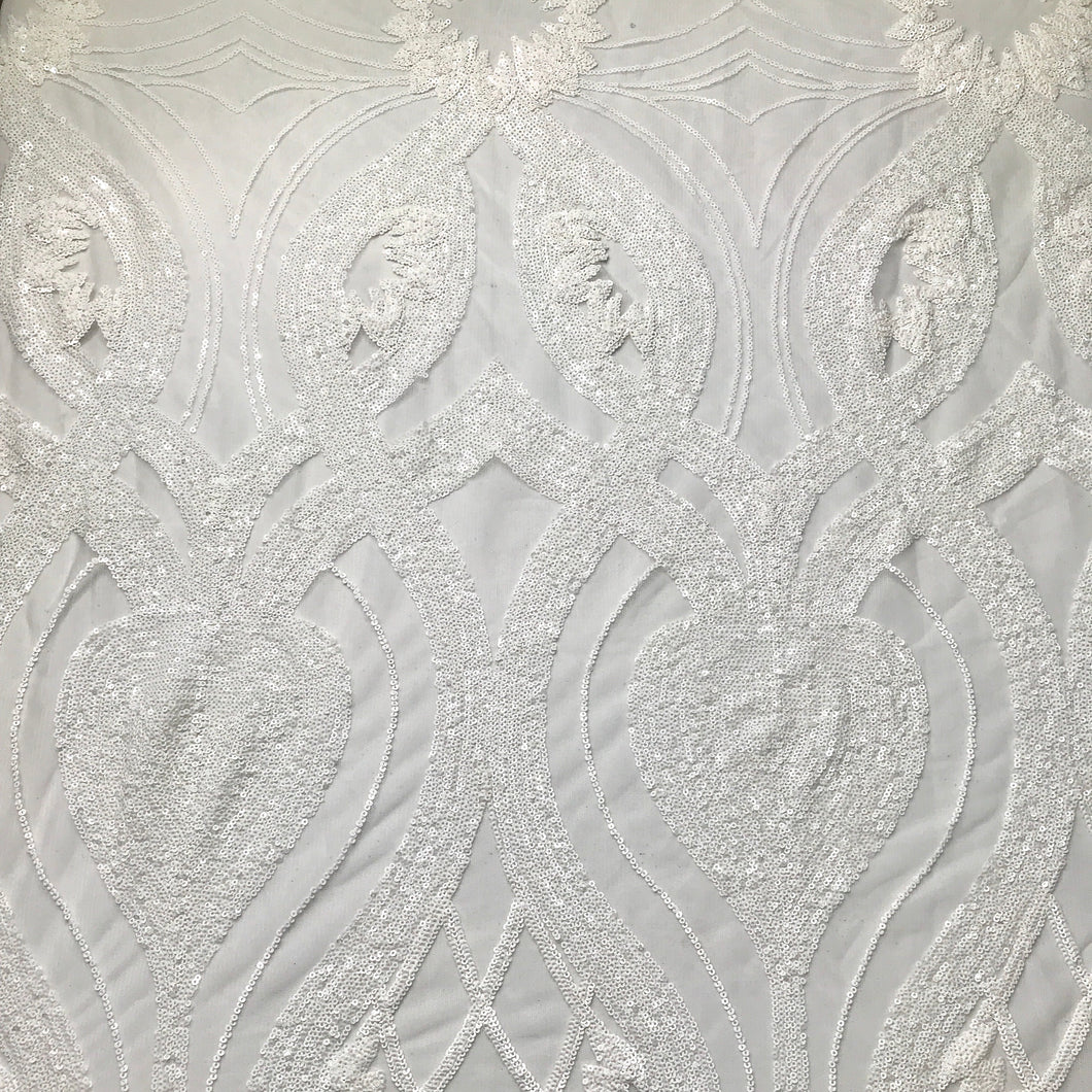 White Bridal Pattern Sequin