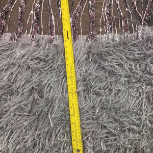 Black /Gold Metallic Faux Feathers Sequin Fabric