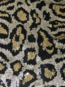 Fuschia Stretch Leopard Sequin on Mesh