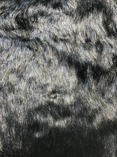 Blue Black Faux Fur Winter Fabric