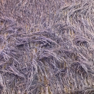 Periwinkle/Silver Metallic Faux Feathers Organza Fabric
