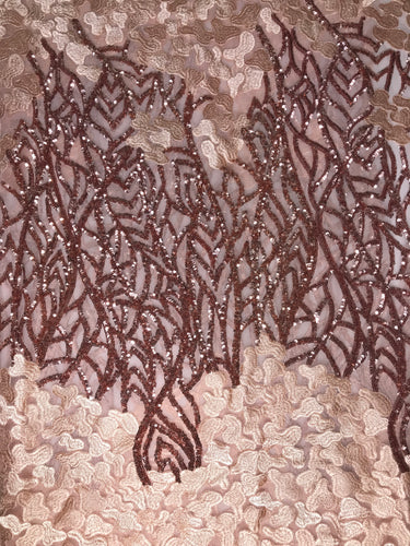 Rose Pink Embroidered Sequin Mesh