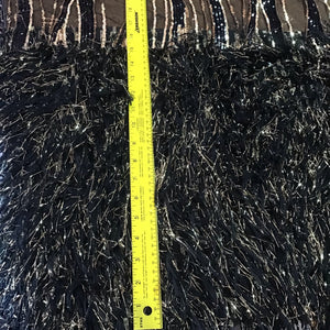 Black /Gold Metallic Faux Feathers Sequin Fabric