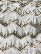 White and Gold ZigZag Sequin Fringe