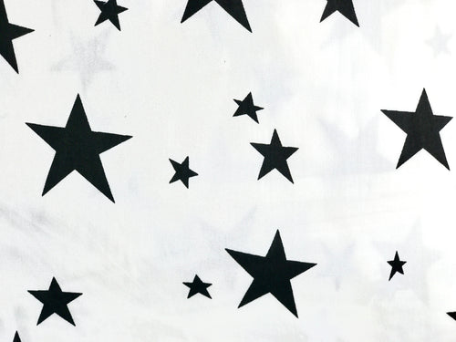 Black Stars Printed Cotton Fabric