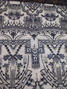 White Architectural Beaded Fabric by the yard