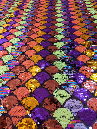 Scallop Multicolor sequin fabric by the yard