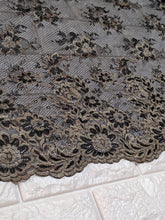 Load image into Gallery viewer, Black/Gold Chantilly Lace by the yard