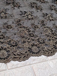 Black/Gold Chantilly Lace by the yard